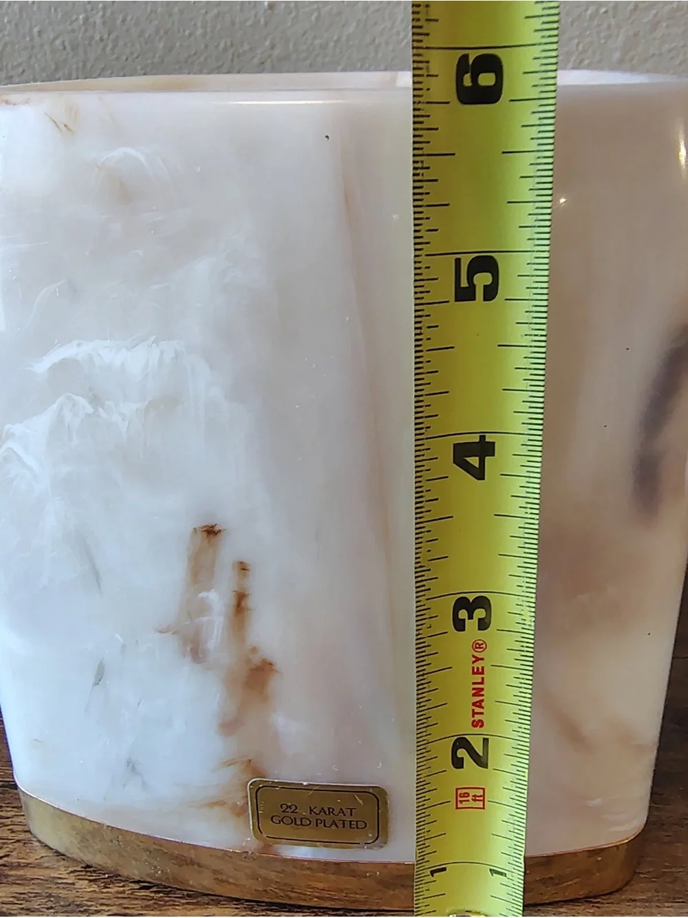 Vtg 90s Faux Marble Tissue Box Cover Plastic Cream Square 22 Karat Gold Plated